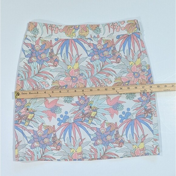 Talbots A-Line Pencil Skirt Pastel Beach Tropical Print With Parrots Size 4 - Picture 6 of 11